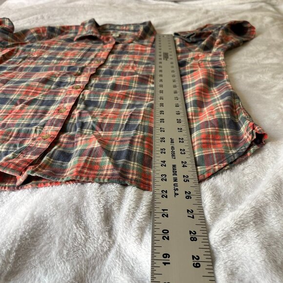 L.L Bean Men's Plaid Print Long Sleeve Casual Button Up Shirt Red Blue Medium - Picture 8 of 8